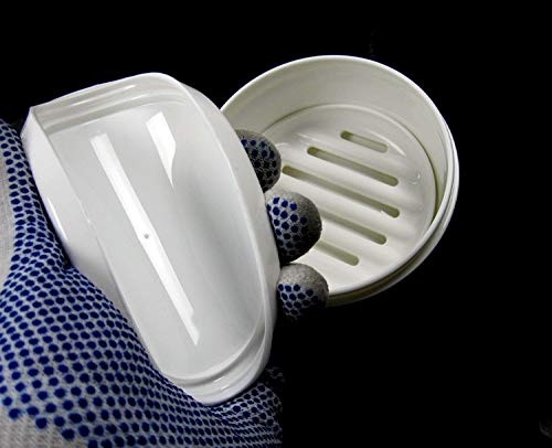 Portable Round Soap Case Airtight Container Soap Tray Traveling Accessory White