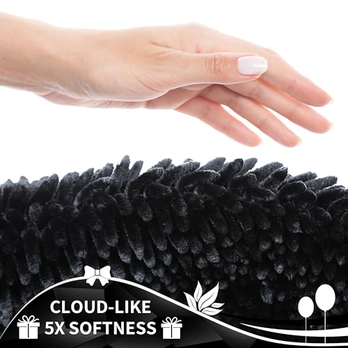 Yimobra Long Bathroom Rugs Runner 55x24 Inch, Extra Thick Soft Absorbent Chenille Bath Mat, Non Slip Machine Washable, Quick Dry Bath Rugs for Bathroom Floor, Tub and Shower, Black - color: Black, size: 55" X 24"