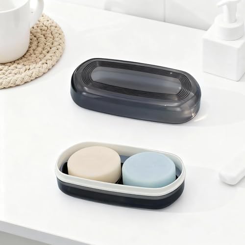 Shampoo Bar Holder Travel Case, Large Soap Holder for 5 Oz/10 Oz Oversized Bars, Soap Box with Draining Layer for Traveling Camping Gym Bathroom
