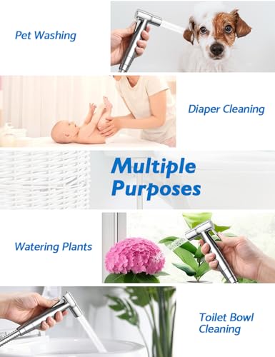 Chrome Handheld Bidet Sprayer, Jet Sprayer for Toilet Muslim Shower, Adjustable Bidets Attachment for Toilet, Bidet Hose for Feminine Wash - color: Chrome, size: 1 SET