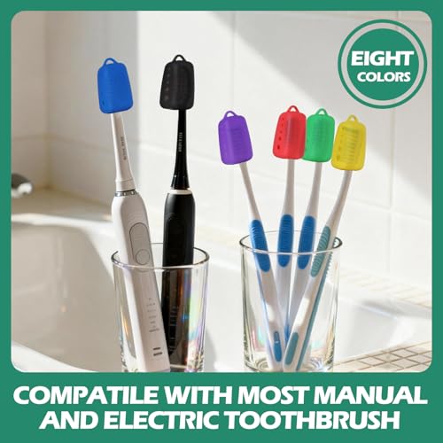 Lapfoon 8 Pack Silicone Toothbrush Covers, Tooth Brush Cover Cap for Electric & Manual Toothbrushes, Toothbrush Travel Essentials - color: Black
