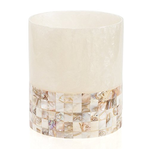 Creative Scents Milano Small Bathroom Trash Can 1.58 Gal / 6L - Decorative Bathroom Wastebasket with Beautiful Mother of Pearl Shells; Modern Round Waste Basket for Room, Bedroom or Living Room - style: Trash Can