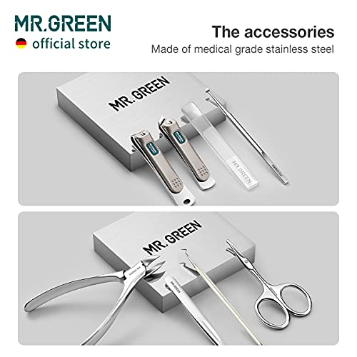 MR.GREEN Manicure Sets Pedicure Kits Stainless Steel Nail Clipper Personal Care Tools with PU Leather Case (Gray) - color: Gray