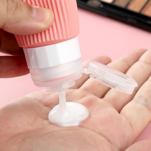 Mrsdry Travel Bottles for Toiletries, Tsa Approved 2oz Travel Bottles, BPA Free Leak Proof Travel Size Toiletry Containers, Refillable Travel Accessories with Toiletry Bag for Shampoo Liquid (4 Pack) - color: Rose Pink, size: 2 Ounces