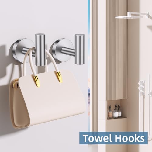 Brushed Nickel Towel Bar Bathroom Hardware Accessories Set, 10 Pieces Upgraded Toilet Paper Holder 23.6 Inch Towel Rack for Bathroom Wall Mounted Stainless Steel Bathroom Set - color: Brushed Nickel, size: 10 Pieces A