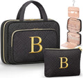 Personalized Gifts for Women, Initial Toiletry Bag Hanging Travel Organizer & Makeup Cosmetic Bag with Embroidery Letter Teacher Appreciation Gift Birthday Mothers Day Gifts for Mom Wife Friend Sister - style: B