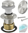 Brushed Nickel Tub Drain Kit with Hair Catcher, Premium Brass Tip-Toe Bathroom Tub Drain Replacement and 2-Hole Overflow Faceplate, 11.5/16 UNC Bathtub Drain Stopper Assembly - color: Brushed Nickel