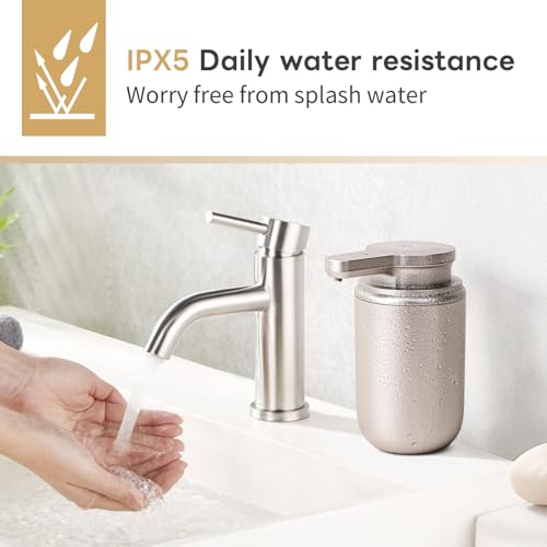 LAOPAO Automatic Soap Dispenser, Rechargeable Touchless Foaming Hand Soap Dispenser for Bathroom, Soap Pump for Kitchen, Water-Resistant, Xmas Gift 10oz, Light Silver, Plastic - color: Foam
