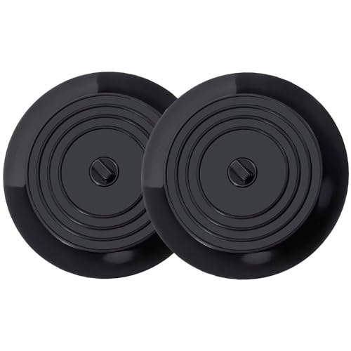 VIGOR PATH Shower Hair Drain Catcher Set of 2, Flat Drain Cover - 5.9 Inches Hair Catcher for Bathroom, Silicone Tub Stopper for Sink, Kitchen and Laundry (Black) - color: Black