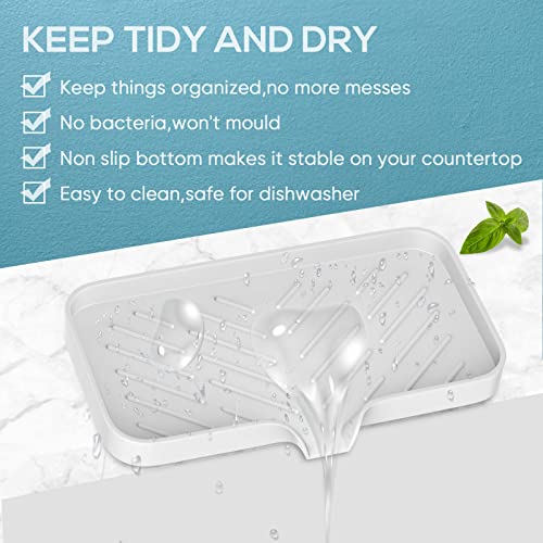 Kitchen Soap Tray,Kitchen Sink Tray Sponge Tray Kitchen Sponge Holder Self Draining Premium Silicone Soap Holder for Bathroom Kitchen Counter Sink Caddy Organizer for Dish Soap Bottle,Soap Dispenser - color: Trwt