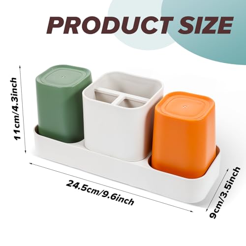 Toothbrush Holder for Bathroom, Bathroom Organizer Storage Set with 2 Cups, Kids Electric Toothbrush Holder, Bathroom Accessories Storage for Toothpaste