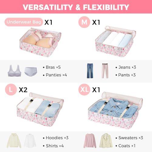 BAGAIL 8 Set Packing Cubes Luggage Packing Organizers for Travel Accessories-Pink Flamingo - color: Pink Flamingo, size: 8 Set