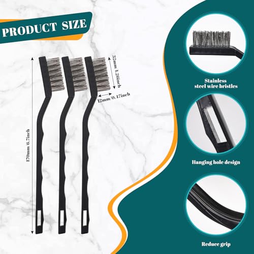 12 Pcs Mini Stainless Steel Wire Brush Set, Wire Scratch Brush | Wire Scratch Brush with Curved Handle, Cleaning Weld Slag and Rust - style: Stainless Steel