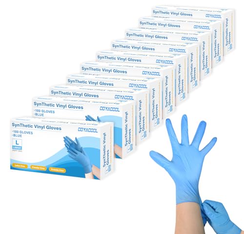 Disposable Gloves Large, Nitrile and Vinyl Blend Material Gloves, Latex Free, 4 Mil,1000 Pc. Food Grade Glove for Cleaning, Food Prep, Hair Dye, Tattoo, Blue - color: Blue, size: Large-1000pc