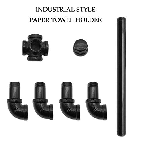 MINCORD Paper Towel Holder Rustic Industrial Standing Pipe Toilet Roll Tissue Holder, Farmhouse Countertop Vintage Pipe Paper Towel Holder for Kitchen, Bathroom, Home, Living Dining Room