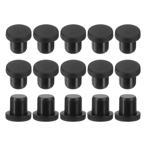 uxcell 15Pcs Silicone Hole Plug, Waterproof Solid T-Shaped Rubber Stoppers Bottle Seal Tube Pipe Plugs End Cap for 5.8mm/0.23" Hole for Bathtub Bottle, 0.31" Plug Height, Black - color: Black, size: For 5.8mm/0.23" Hole, 0.31" Plug Height