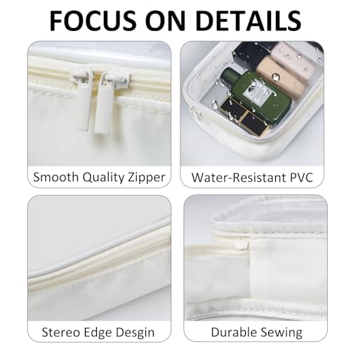 Moyad TSA Approved Toiletry Bag Clear Quart Size Travel Bags Makeup Bag | Large Opening, for Men and Women, Carry on Airline Compliant, Transparent Liquids Pouch, Beige - color: Beige, size: 2 Pack