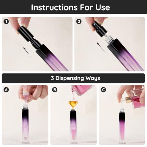 Segbeauty 0.34oz Mini Travel Spray Bottle, 10Pcs Glass Refillable Atomizer Spray Bottle for Perfume, 10ml Empty Perfume Atomizer Fine Mist, Portable Travel Cologne Sprayer with Refill Tool - color: Purple Amber Blue Red Green, style: Bulk Mini Bottles