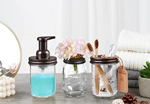 Sheechung Mason Jar Toothbrush Holders, Glass Toothbrush Holders for Bathrooms, Electric Toothbrush Toothpaste Holder Bronze, Bathroom Organizers and Storage, Bathroom Essential, Farmhouse Decor, 2Pcs - color: Bronze-2 Pack