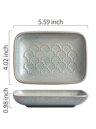 Gomakren Ceramic Soap Dish Bar Soap Holder for Bathroom Kitchen Sink, Gray | Keeps soap dry & long-lasting, raised scalloped design, non-slip base, easy to clean, versatile tray counter storage & decor - color: Gray, size: Scalloped