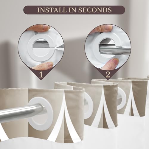 Yiatn No Hook Cream Shower Curtain with Snap in Fabric Liner Set - Hotel Style with See Through Mesh Top Window, Modern Geometric Waterdrop Design,Waterproof and Washable, 71x74 INCH - color: Cream, size: 71"W x 74"L (Pack of 1)