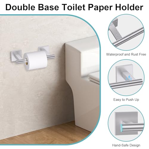 Brushed Nickel Bathroom Hardware Towel Bar Set, 5 Pieces Double Dase Toilet Paper Holder Towel Holder Set, 23.6 Inch Stainless Steel Towel Rack for Bathroom Wall Mount - color: Brushed Nickel, size: 5pieces B