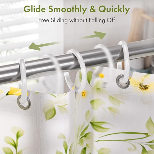 Amazer White Shower Curtain Rings, 24 Pcs Plastic Shower Curtain Hooks, Shower Curtain Hooks Rings for Bathroom Shower Rod, Easy to Snap Closure, O Shape Shower Rings for Curtain - color: White, size: 24 Pack