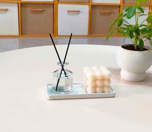 6.4" Porcelain Small Bathroom Narrow Mini Tray - White | Tiny Ceramic Countertop & Little Vanity Tray for Cosmetics, Perfume, Jewelry, Candle - Soap Tray, Kitchen Counter Tray - color: White, size: 6.4" x 3" x 0.5"