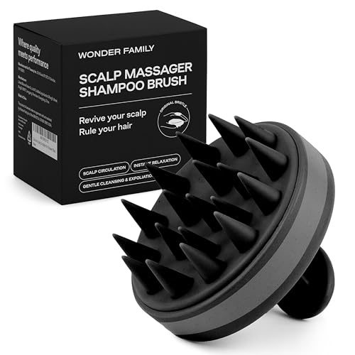 Silicone Scalp Scrubber for Dandruff – Serum, Balm, & Hair Oil Applicator – Scalp Massager Hair Growth for Men, Women – Shampoo Massager Brush or Head Scratcher – Alternative to Shower Comb (Black) - color: Black