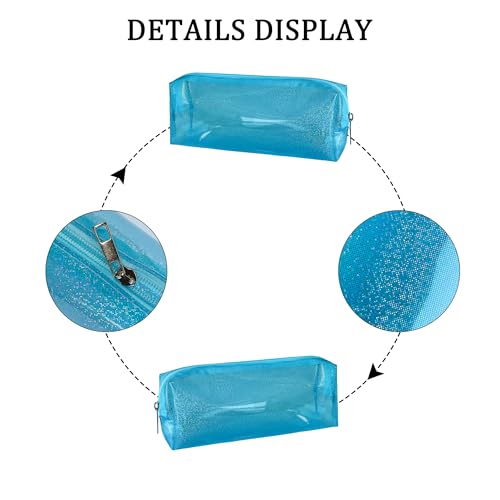 Waterproof Makeup Bag,10 x 3.5x 2 inch Blue TPU Travel Toiletry Bag with Handle for Women & Men, Portable Cosmetic Pouch for Gym Swim Beach (A250030-524-6) - color: Sky Blue