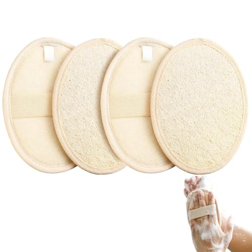 Loofah Sponge Pads & Body Sponges Scrubber, Natural Loofah Exfoliating Body Scrubber for Men and Women, Luffa Sponge to Clean & Relax Your Body Deeply (4 Pack) - style: Pack of 4
