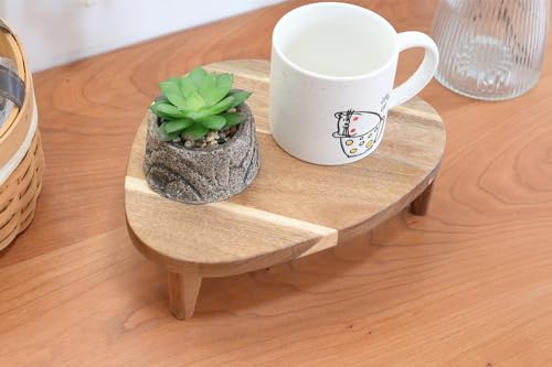 Acacia Wood Corner Pedestal Stand Triangle Decorative Farmhouse Wood Riser for Display Wooden Stand Soap Tray Candle Plant Holder Kitchen Bathroom Coffee Bar Counter Organizer