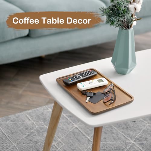Acacia Wood Bathroom Vanity Tray, 14 Inch Wooden Decorative Tray for Toilet Tank, Kitchen Counter, Coffee Bar, Makeup, Perfume, Candles, Snacks and Home Decor - size: 14 Inch