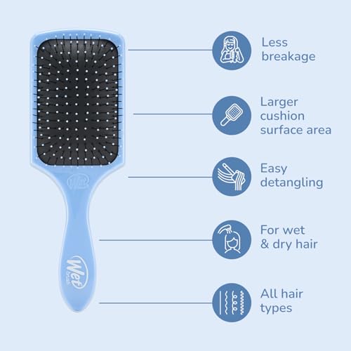 Wet Brush Paddle Detangler Hair Brush, Sky, Ultra-Soft IntelliFlex Bristles with AquaVent Design, Great For Treatment & Mask Application, Women, Men, Wet, Dry and Damaged Hair - color: Sky, size: 1 Count (Pack of 1)