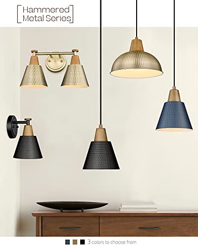 FEMILA Bathroom Light Fixtures, 2-Light Bathroom Vanity Lights Over Mirror, Antique Gold Wall Sconces, Hammered Metal Shade, 4FG59B-2W BG - color: Gold, size: 15"
