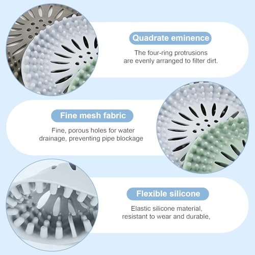 Hair Catcher Drain Cover Set for Shower Sink Floor Use Silicone Hair Stopper in Multiple Shapes Colors for Home Cleaning(Blue) - color: Blue, size: 5.3 inch