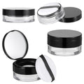 2 Pcs Loose Powder Container with Mirror, 20g(0.7oz) & 10g(0.33oz) Empty Reusable Compact with Rotatable Sifter, No Leak Powder Case with Sponge Puff for Travel DIY Makeup