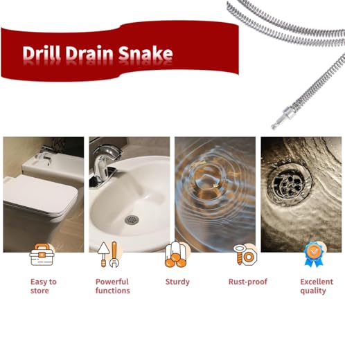 6.5 FT Drill Drain Snake,Sink Unclogging Tool That Can Be Connected To An Electric Drill,Hair Catcher Drain Snake,Drain Auger Drill Attachment,Drill Snake For Plumbing - style: Medium 6.5 ft drain snake