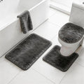 RUN HELIX Shaggy Bathroom Rugs Sets 3Piece Bath Mat for Bathrom Non-Slip Bathrom Mats Water Absorbent Bath Rug Floor Mats Soft Washable Shower Rug with U-Shaped Contour Rug Toilet Lid Cover Grey - color: Grey