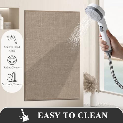 SHACOS 3 Piece Bath Mats Toilet Rug U-Shaped, No Slip Rubber Bath Rugs for Bathroom Toilet, Ultra Thin Bathroom Rugs Washable Quick Dry Absorbent Bathroom Mat (17"x24"+20"x32"+ U-20"x24") - color: Brown, size: 17"x24"+20"x32"+U20"x24"