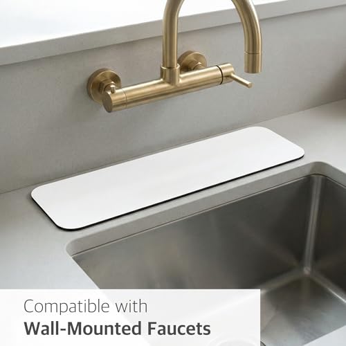 Customizable Kitchen Sink Faucet Mat: 24" Lx4 W Absorbent Splash Guard | Non-slip Fabric Rubber Mat, Cut to Fit Oval Rectangle Square Faucet & 2,3,4 Holes Irregular Sink with Soap Dispenser Air Gap