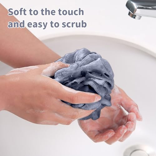 3 PCS Exfoliating Back Scrubber Strap Double Sided Bath Sponges Washer for Shower Deep Clean Towel Long Shower Towel,Grey - color: Grey