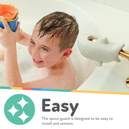 Nuby Bathtub Safety Spout Guard - Compatible with Most Standard Faucets - Bath Toys - Shark - style: Shark