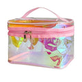 Waterproof Holographic Red PVC Makeup Bag with Handle - 8.66 * 5.51 * 5.51 inch Travel Cosmetic Organizer for Women Men Toiletry Pouch (Holographic Red-L) - color: Holographic Red-L