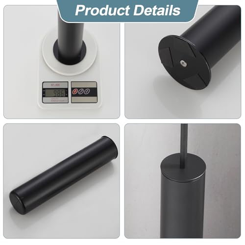 BGL Toilet Brush and Holder Set, Heavy Duty 304 Stainless Steel, Round Base and Long Handle for Bathroom Deep Cleaning, Drip-Proof, Space Saving for Storag, Black - color: Matte Black