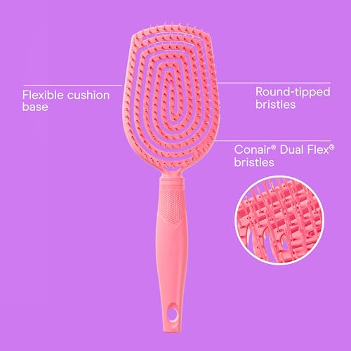 Conair Scalp Care Detangling hairbrush - Curly Hair Brush - Scalp Massager - hairbrushes for women & men - detangler for all lengths and types - can use wet or dry - Pink Pulse - color: Pink Palse, size: 1 Count (Pack of 1)