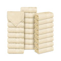 Casa Lino Face Towels & Body Wash Cloths for Showering - 100% Cotton Wash Cloths for Bathroom - Highly Absorbent & Quick Drying Washcloth Set - Cotton Washcloths 24 Pack (12" x 12") - (Linen Brown) - color: Linen