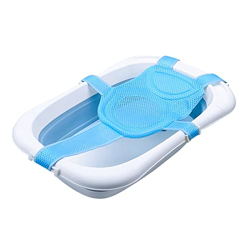 Baby Bath Seat Support Net Newborn Bath Cushion Pad Anti-Slip Infant Bathtub Sling Shower Mesh Mat Soft Bath Net Bath Pillow Adjustable Shower Pad for 0-18 Months Light Blue - color: light blue