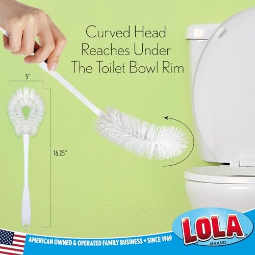 LOLA Toilet Bowl Brush w/Curved Head, Coated Wire, Durable Poly Bristles, Reaches Under Toilet Bowl Rim, 1 Pack - size: 1 Pack, style: Loop Style Bowl Brush