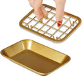 SheeChung Kitchen and Bathroom Soap Dish Tray - Metal Soap Dish Tray with Drainage Grid and Holder for Kitchen Sink Countertops to Store Soap, Sponges, Scrubbers - Rust Resistant (Gold) - color: Gold